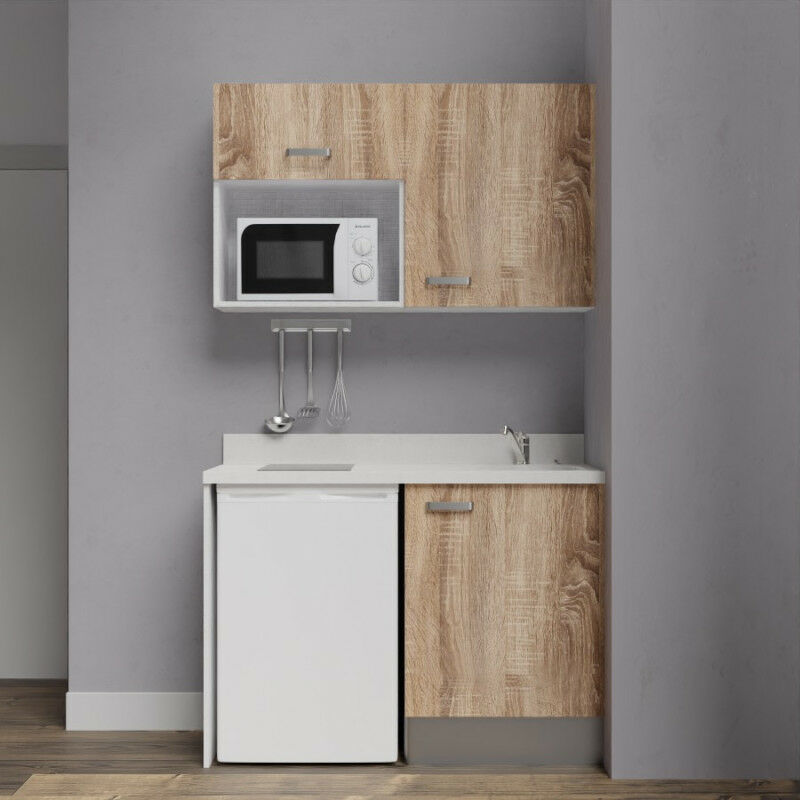 Kitchenette K07 - 120 cm avec emplacement frigo top et micro-ondes | SNOVA - BARDOLINO - evier-a-droite
