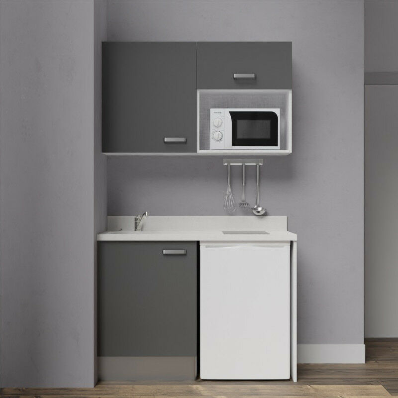 Kitchenette K07 - 120 cm avec emplacement frigo top et micro-ondes | SNOVA - MACADAM - evier-a-gauche