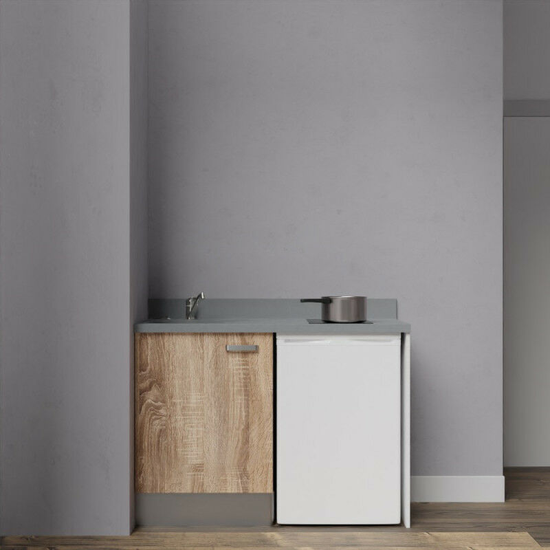 Kitchenette K08 - 120 cm avec emplacement frigo top | CROMO - BARDOLINO - evier-a-gauche