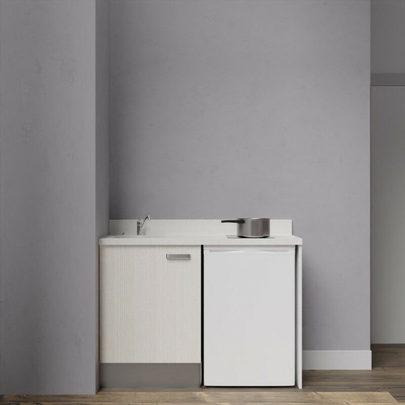 Kitchenette 120 - Kitchenette K08 - 120 cm avec emplacement frigo top | SNOVA - PIN BLANC - Vasque à gauche