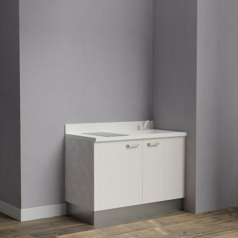 Kitchenette K09 - 120 cm avec rangements | SNOVA - PIN BLANC - Vasque à droite