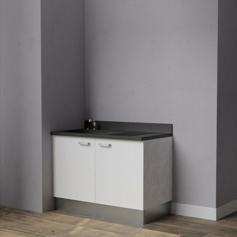 Kitchenette K09 - 120 cm avec rangementsBlancNeroévier à gauche