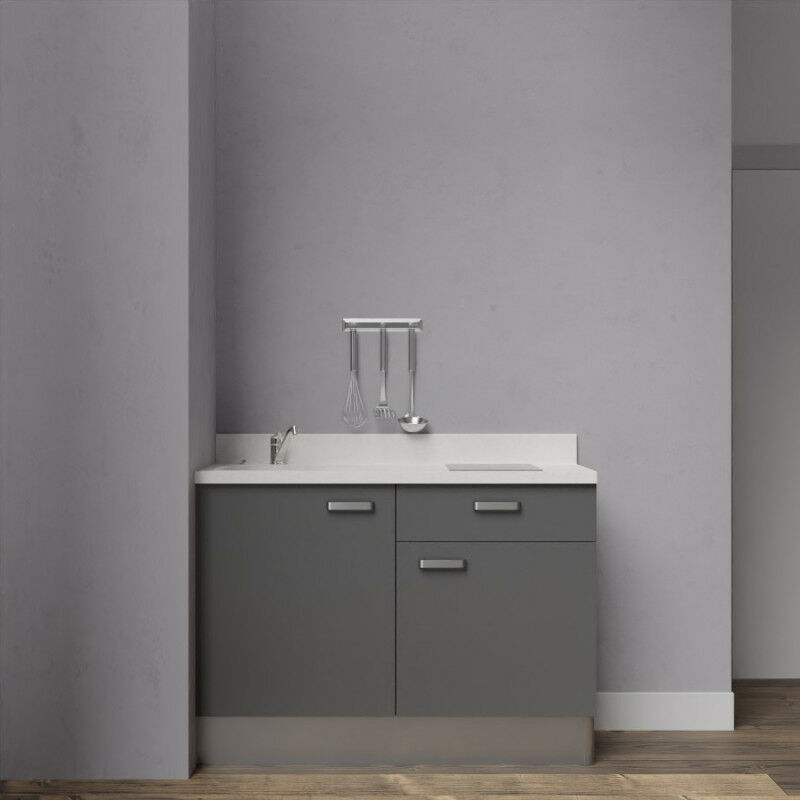 Kitchenette K10 - 120 cm avec rangements et un tiroir | SNOVA - MACADAM - evier-a-gauche