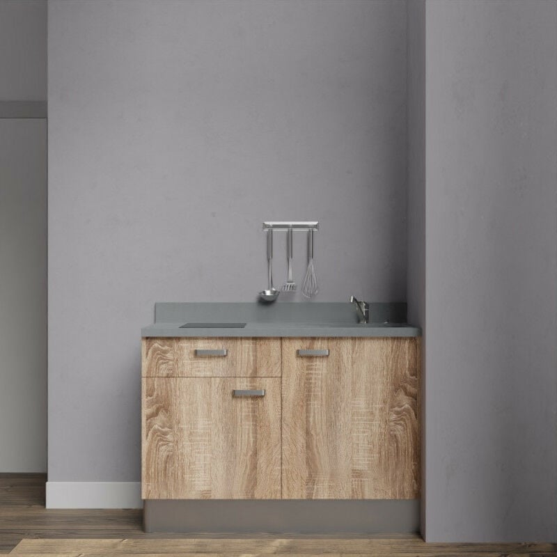 Kitchenette K10 - 120 cm avec rangements et un tiroir | CROMO - BARDOLINO - evier-a-droite - CROMO
