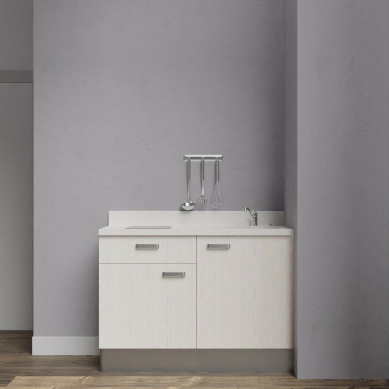 Kitchenette K10 - 120 cm avec rangements et un tiroir | SNOVA - PIN BLANC - evier-a-droite
