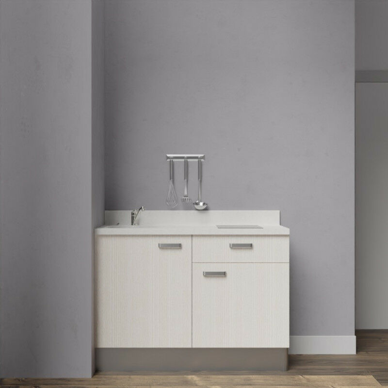 Kitchenette K10 - 120 cm avec rangements et un tiroir | SNOVA - PIN BLANC - evier-a-gauche