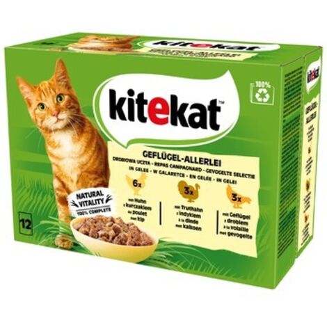 Kitekat Geflügelfestmahl in Gelee 1,02kg (12x85g) - Futter für ausgewachsene Katzen