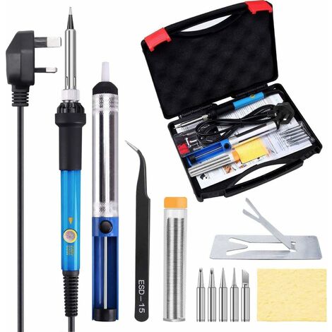Kits de brasage et de dessoudage Kit de fer à souder - 60 W - Température réglable - Pistolet à souder électrique avec boîte à outils (kit de 12 pièces)