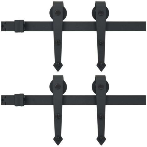 Kits de fixation pour porte coulissante 2 pcs 200 cm Acier Noir CFW48950