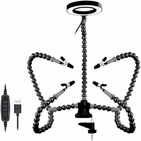 Kits de herramientas auxiliares para soldar con 4 brazos flexibles para reparación electrónica negro, herramientas para el hogar