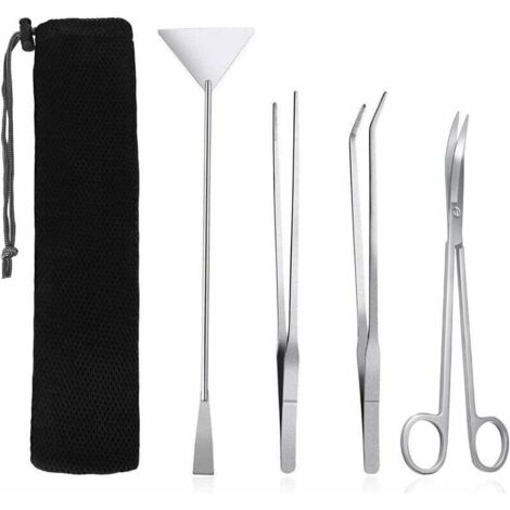 Kits de herramientas para acuarios ZVD, 4 en 1, tijeras y espátula de acero inoxidable, cortador de plantas acuáticas, pinzas para pecera.