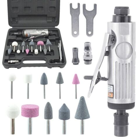 Kits de Meuleuse Pneumatique 16 Pièces, 25000RPM Mini Meuleuse Droite Pneumatique pour La Réparation de Pneus et Autres Applications