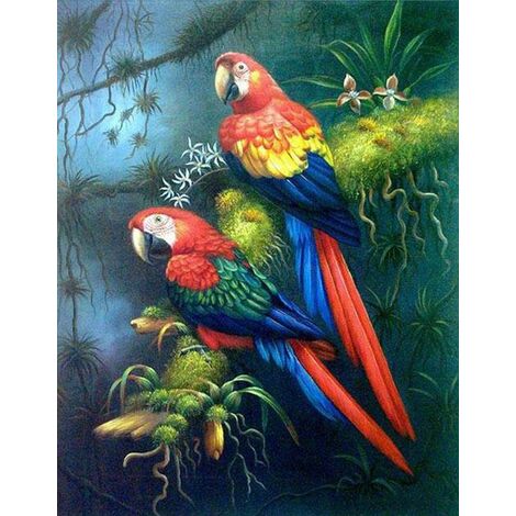 Kits de peinture num&eacute,ro diamant pour adultes d&eacute,butants 2 perroquets Kit 5d diamant painting point de croix Approvisionnement Artisanat Toile Stickers muraux D&eacute,coration d'int&eacut