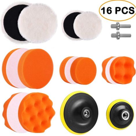 Kits de pulido para coches de 3" y 5", 16 almohadillas de espuma para coches, kit de almohadillas de pulido, almohadillas para pulir metales.