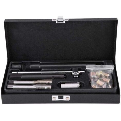 Kits de reparación de roscas para bujías, kit de herramientas de reparación de roscas para bujías de coche M141.25 de 25 piezas con estuche - Machos de roscar, insertos y más