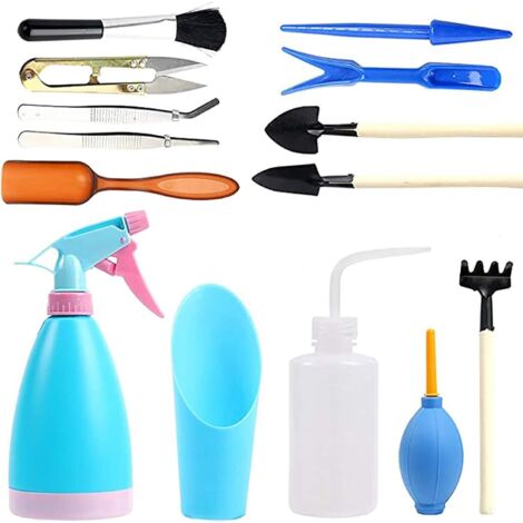 Kits d'outils de jardinage,14 pièces Kit d'outils de jardin succulentes,Kit d'outils de jardinage avec sécateur Ciseaux Rake Bud GROOFOO