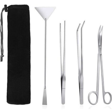 Kits d'outils de réservoir d'aquarium, outils de nettoyage d'aquarium 4 en 1, spatule à ciseaux en acier inoxydable, ensemble de coupe-plantes pour aquarium pour plantes aquatiques, outils de pinces d