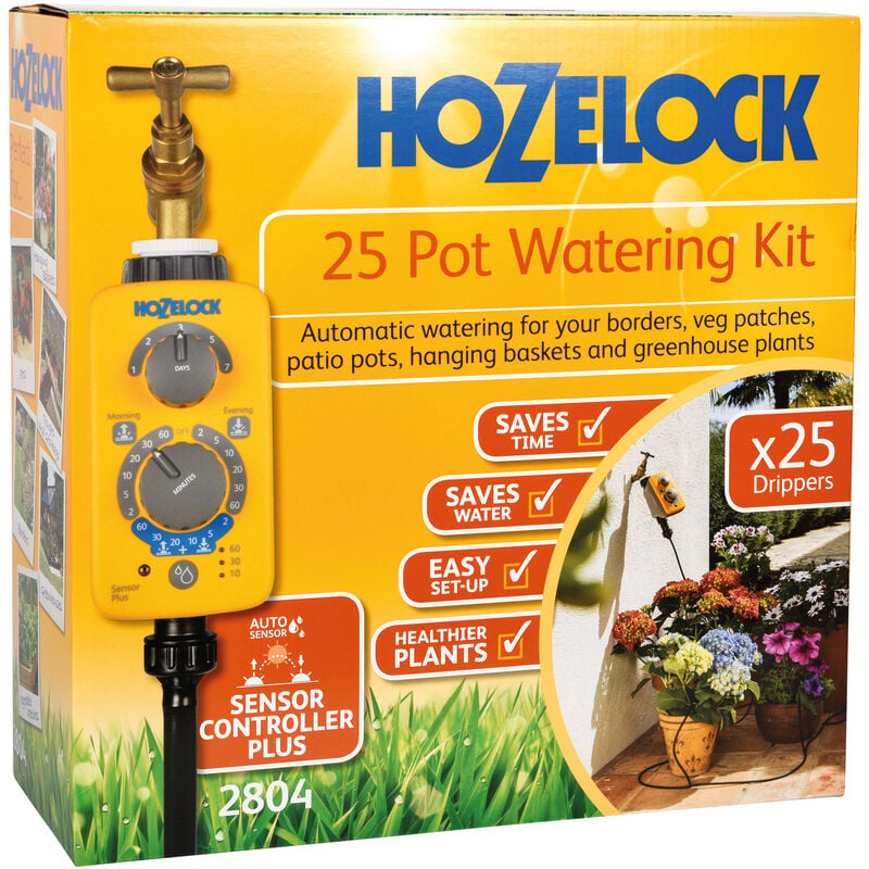 Kits Micro Irrigation classique 25 pots avec programmateur Sensor Plus Hozelock Garantie 2 ans - Jaune