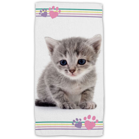 Kitten Baumwolle Strandtuch Frottee Badetuch mit Premium Druck, 70x140 cm
