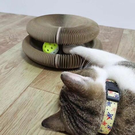 Kitten Cat Scratcher, Katzenkratzbrett, Wellpapp-Katzenkratzer mit Glocke, 2 in 1 faltbares rundes Katzenbett