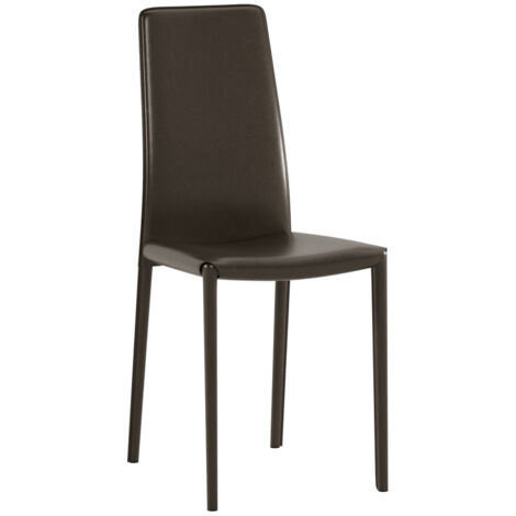 Kitty Chaise en éco-cuir marron 4 pcs