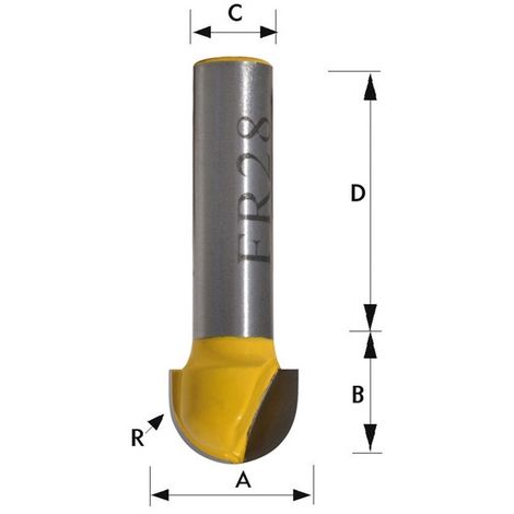 KIVEC FR28-8 - Fresa convexa 12.7x7.9 mm de metal duro para madera mango de 8x30.1 mm radio 6.3 mm