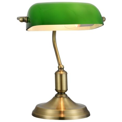 Kiwi Lampe de banquier de table en laiton, 1 lumière, E27