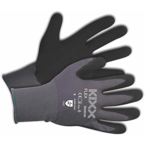 KIXX Flex Handschuhe für die Gartenarbeit - Grau/Schwarz - Größe 10
