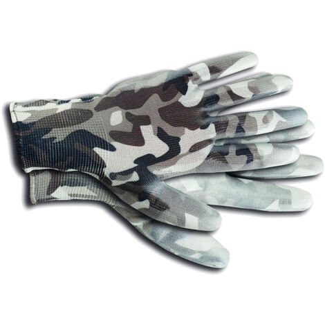 KIXX Handschuhe für die Gartenarbeit, Camouflage-Weiß - Größe 8