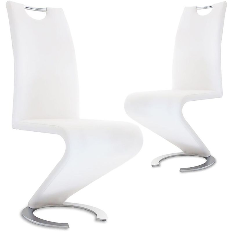 mobilier deco - kiza lot de 2 chaises design en simili cuir blanc blanc