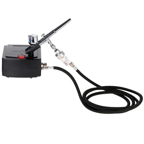 KKmoon 100-240V Kit de compresor de aire de aerografo de doble accion con alimentacion por gravedad profesional