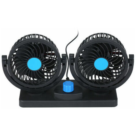 KKmoon 12V USB double tete grand ventilateur de refroidissement eolien ventilateur de bureau a vitesse du vent reglable a 2 vitesses noir bleu