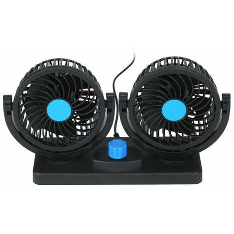 KKmoon 12V USB Dual Head Ventilador de enfriamiento de viento grande 2 velocidades Velocidad de viento ajustable Ventilador de escritorio Negro Azul