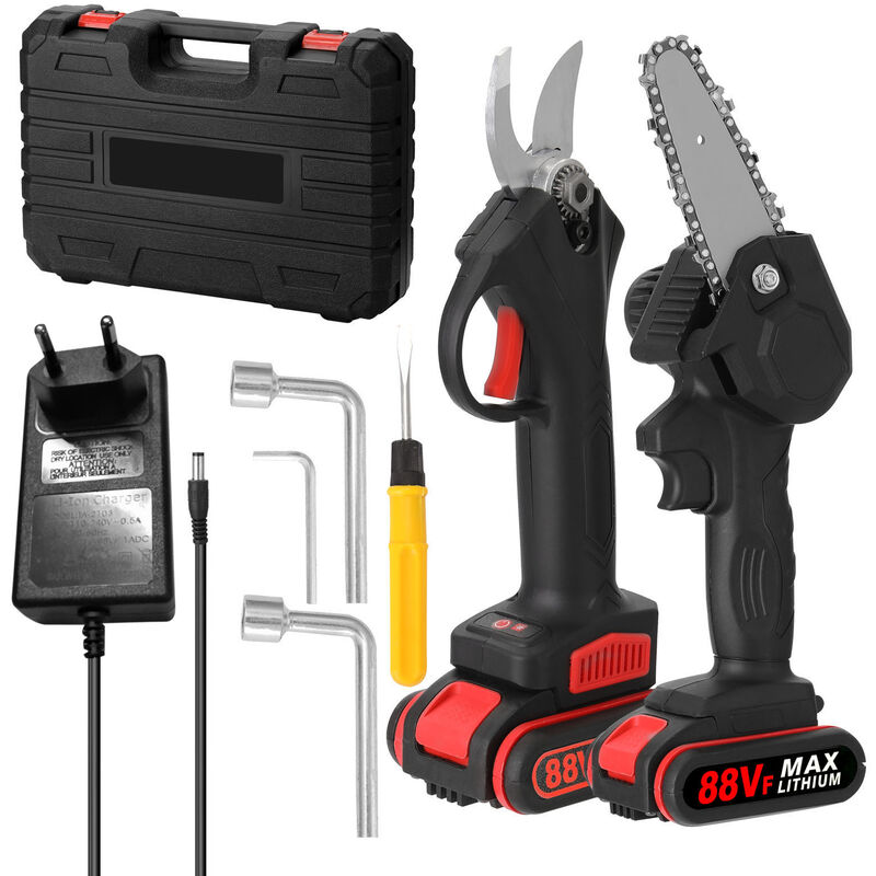 

21V 30mm Motor inalambrico sin escobillas 88VF Tijera de podar electrica 4 pulgadas Cepillo Motor Cahinsaw Set Herramienta de carpinteria para huerto