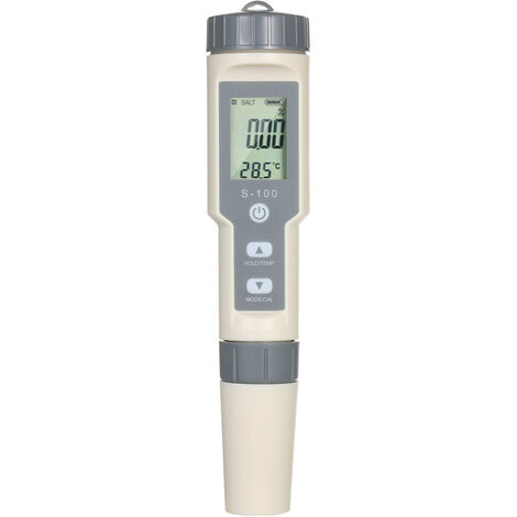 KKmoon 4-en-1 Tipo de pluma Dispositivo de análisis de calidad del agua portátil Tester Salinity/EC/TDS/Temp. Medidor multifuncional con función ATC Medidor de temperatura Conversión ℃/℉ Gris