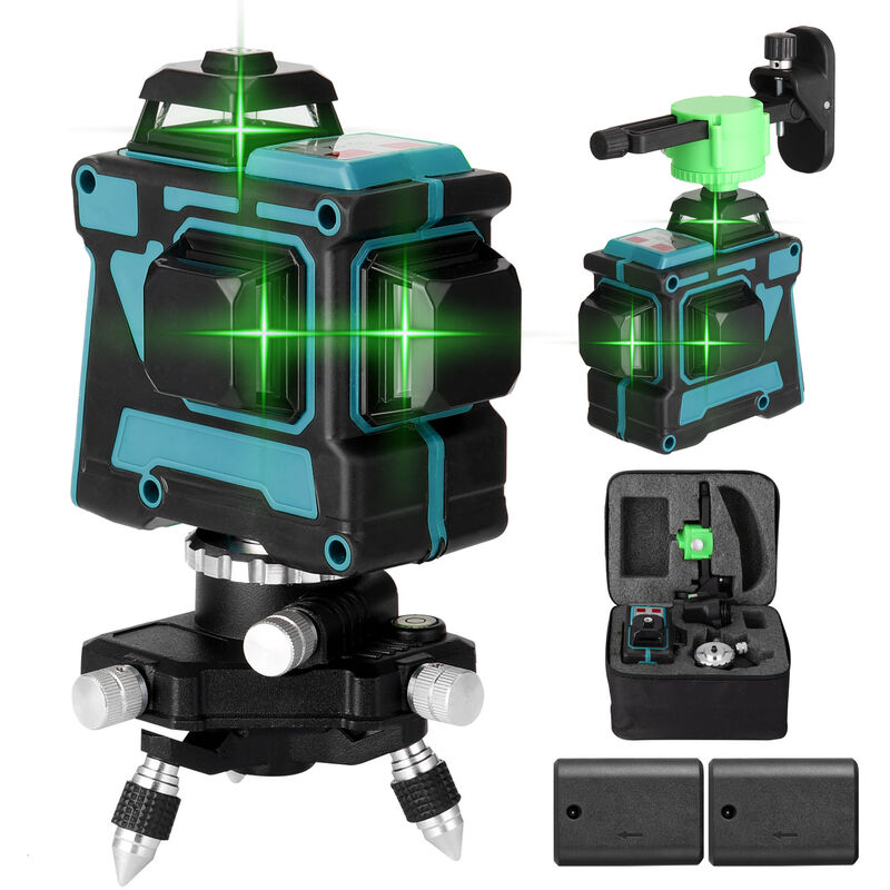 

KKmoon Herramienta de nivel laser multifuncional 3D de 12 lineas Lineas horizontales verticales con funcion de autonivelacion, enchufe de la UE, con