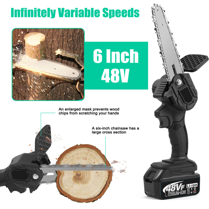 

Sierras de podar electricas portatiles de 6 pulgadas y 48VF con velocidades infinitamente variables, recargable, pequeno, para cortar madera,