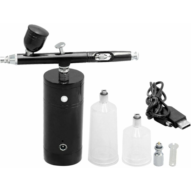 Ensoleille - KKmoon Usb Rechargeable Airbrush Kit Pompe De Pulverisation Airbrush Compresseur a Double Action a Main Airbrush Gun Tattoo Peinture