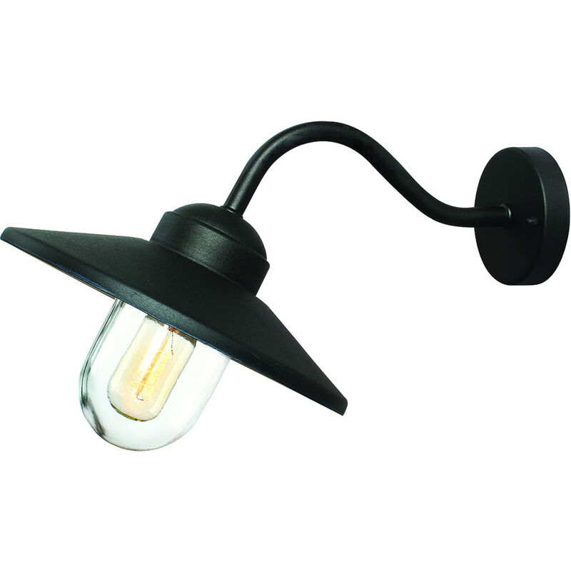 Klampenborg - 1 Light Outdoor Fisherman Dome Wall Lantern Black IP44, E27 - Elstead