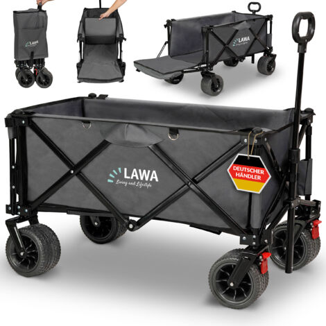 klapp Bollerwagen faltbar mit Heckklappe Handwagen Transportwagen klein leicht BW05 GRAU