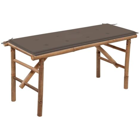 Klappbare Gartenbank mit Auflage 118 cm Bambus