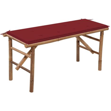 Klappbare Gartenbank mit Auflage 118 cm Bambus