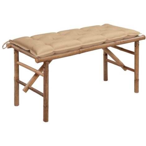 Klappbare Gartenbank mit Auflage 118 cm Bambus