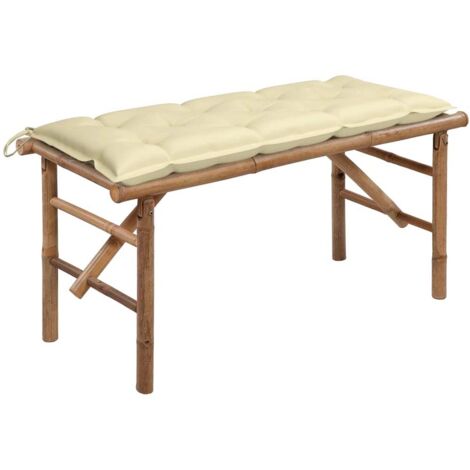 Klappbare Gartenbank mit Auflage 118 cm Bambus