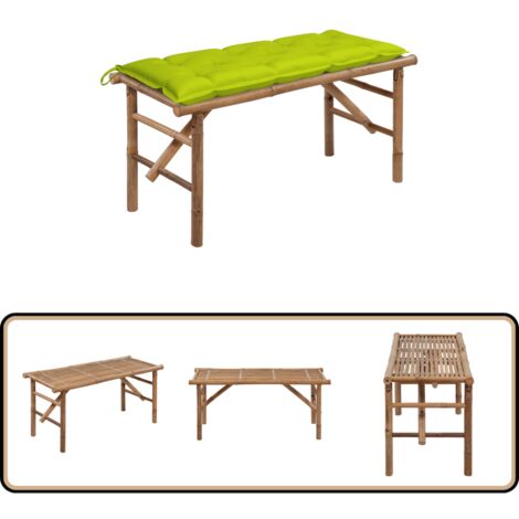 Klappbare Gartenbank mit Auflage 118 cm Bambus - Bambus Gartenbank - Klappbank - Gartenmöbel - Outdoor Möbel - Auflagen