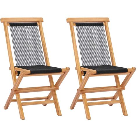 Klappbare Gartenstühle 2 Stk. Massivholz Teak und Seil vidaXL