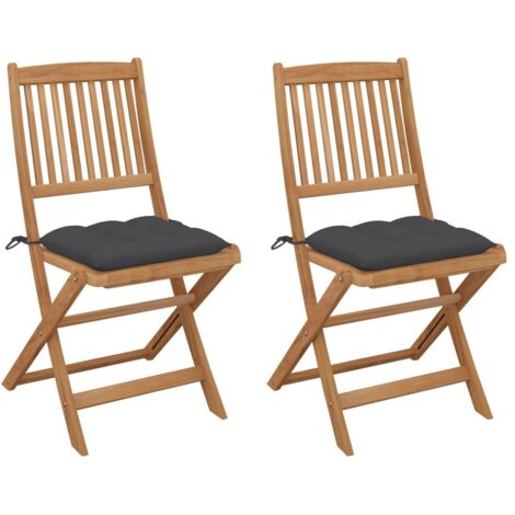 Klappbare Gartenstühle 2 Stk. mit Kissen Massivholz Akazie