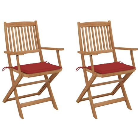 Klappbare Gartenstühle 2 Stk. mit Kissen Massivholz Akazie