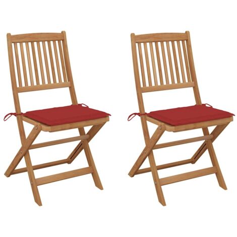 Klappbare Gartenstühle 2 Stk. mit Kissen Massivholz Akazie