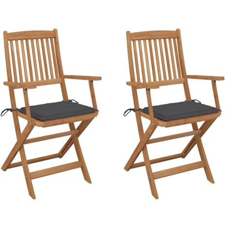 Klappbare Gartenstühle 2 Stk. mit Kissen Massivholz Akazie